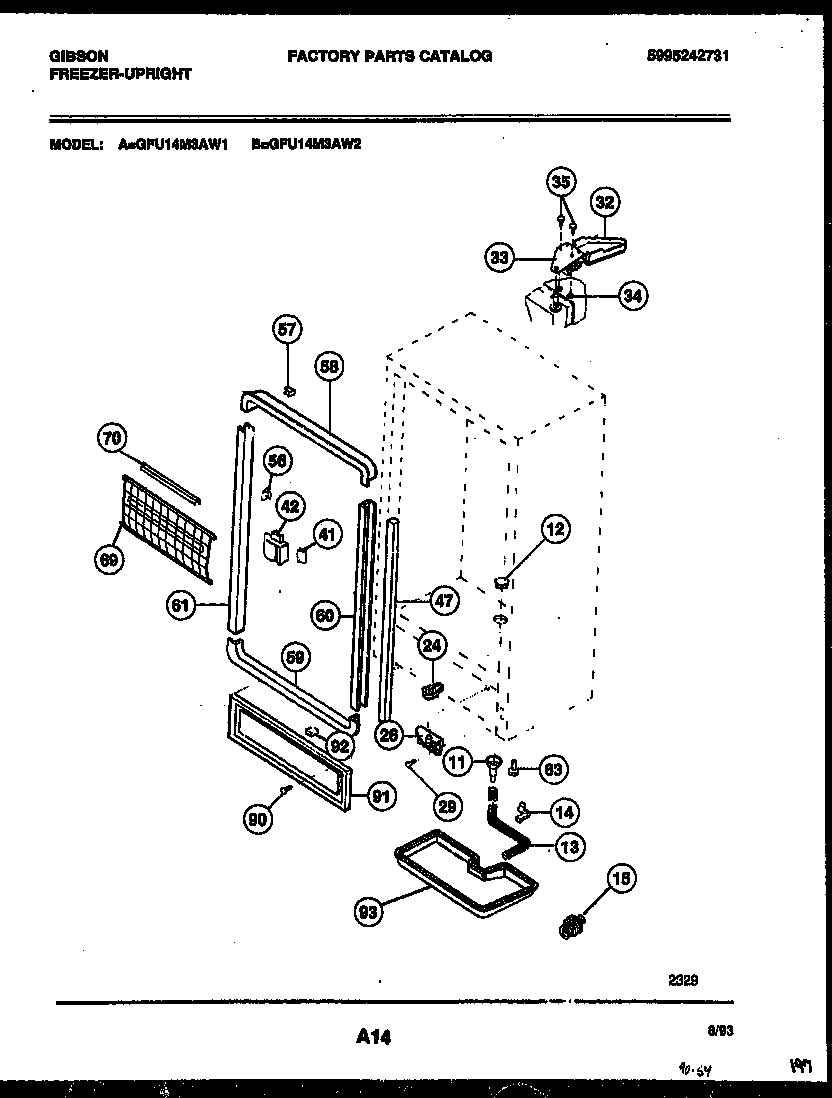 Gibson GFU14M3AW1 cabinet parts diagram