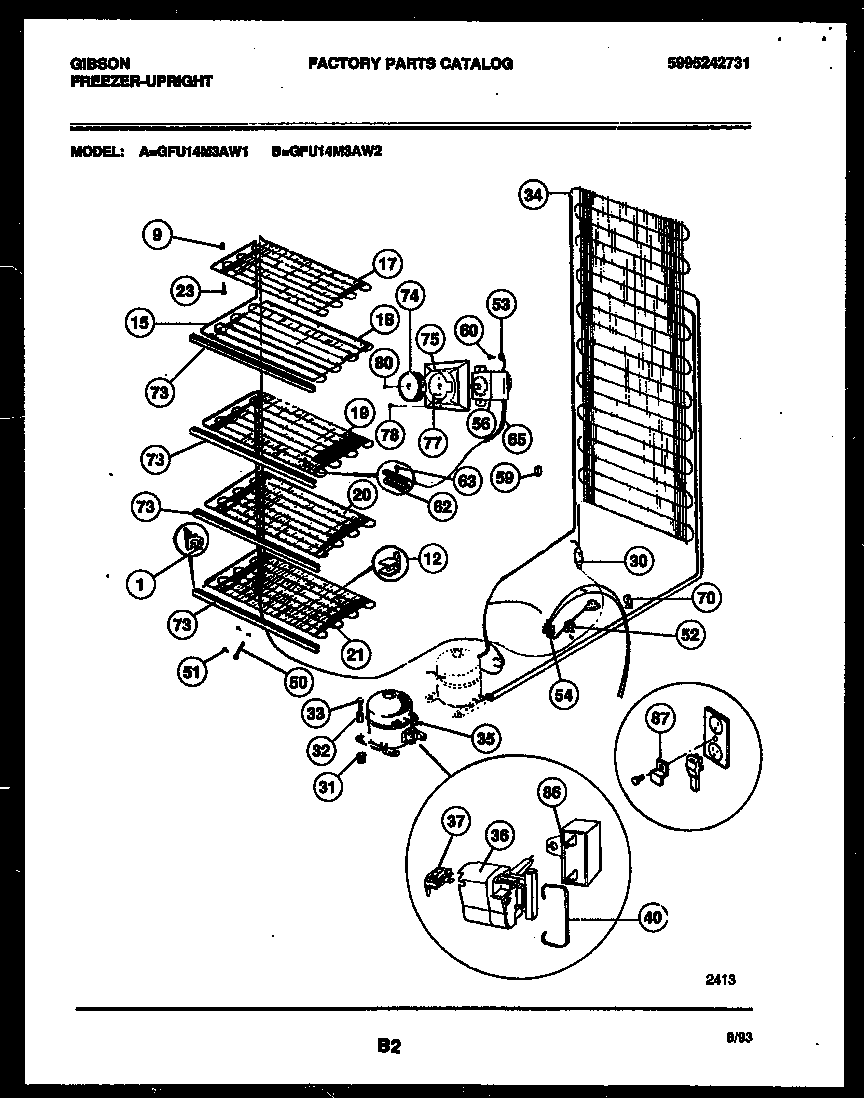 Gibson GFU14M3AW1 system and electrical parts diagram
