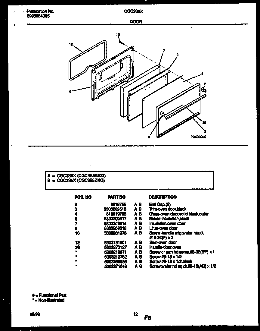 Gibson CGC3S5WXG door parts diagram
