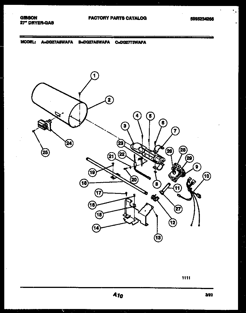 Gibson DG27T3WAFA burner, igniter and valve diagram