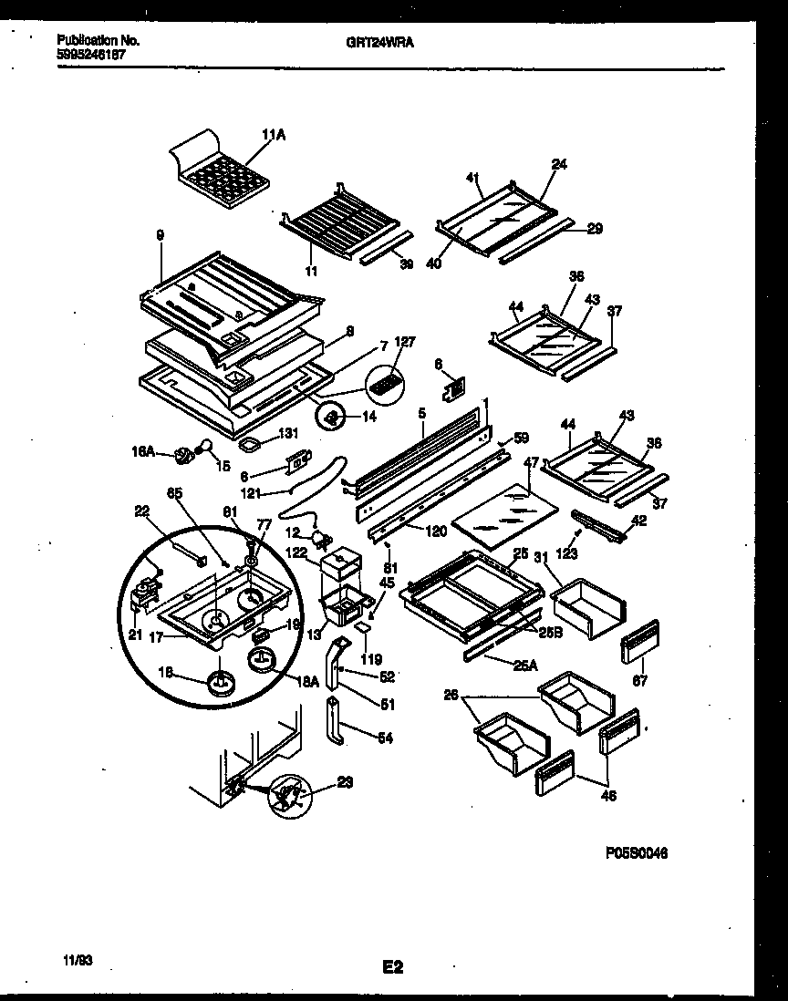 Gibson GRT24WRAW0 shelves and supports diagram