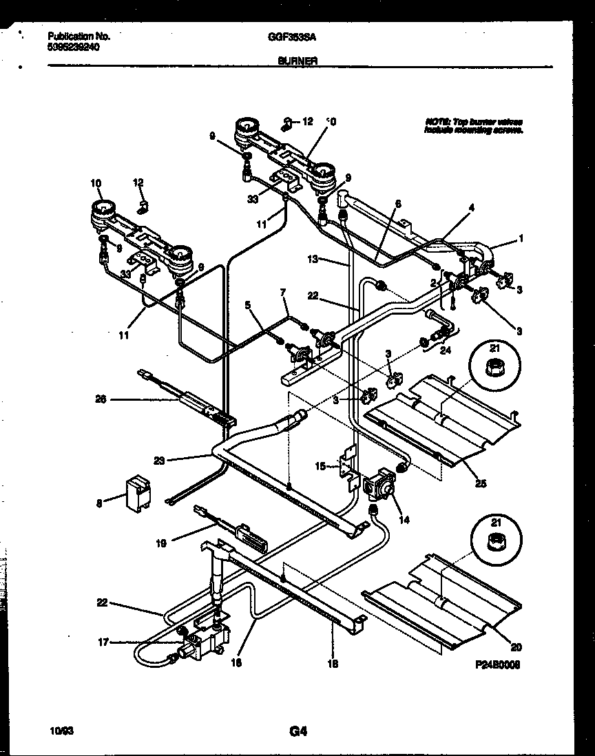Gibson GGF353SAWA burner parts diagram
