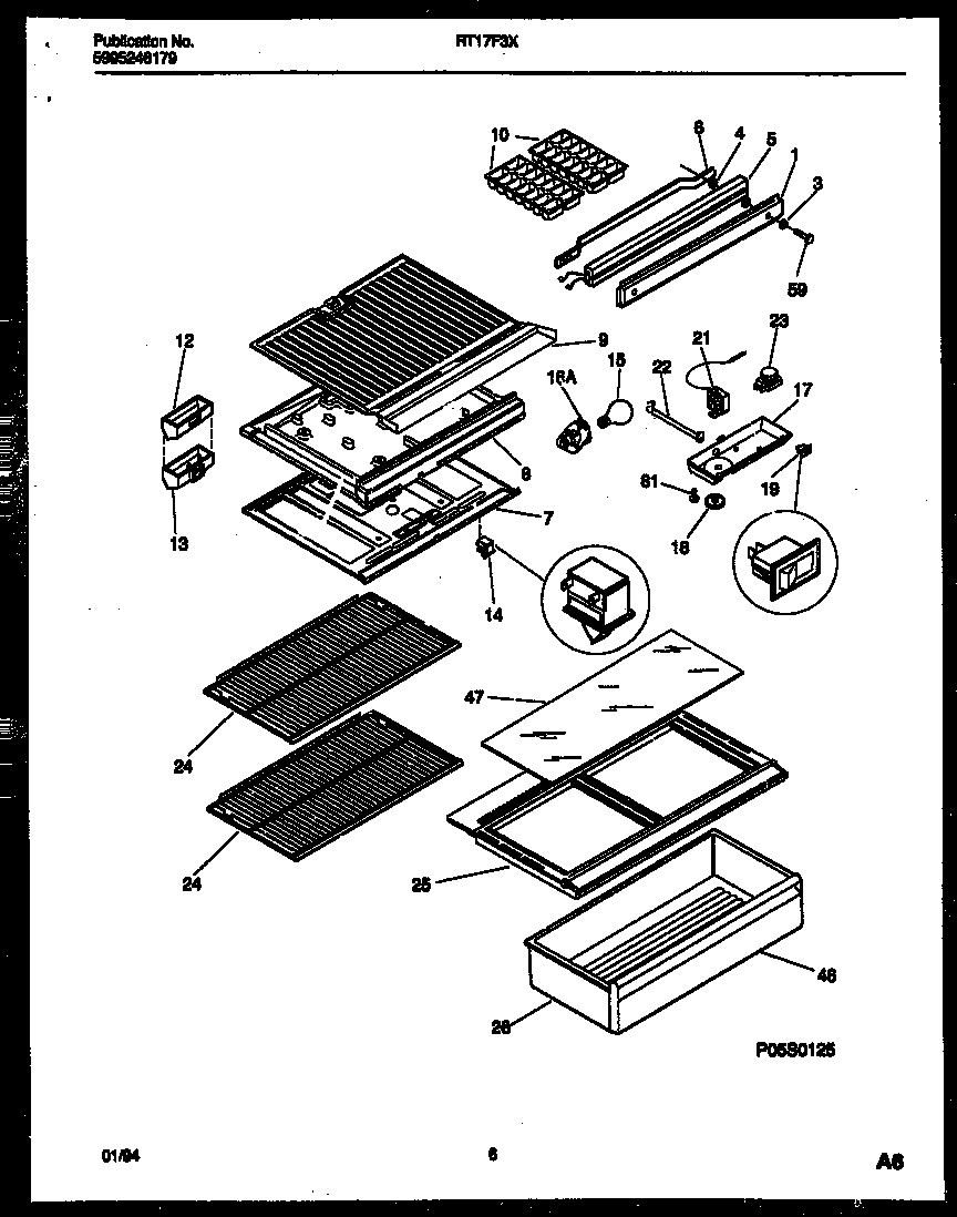 Gibson RT17F3WX4C shelves and supports diagram