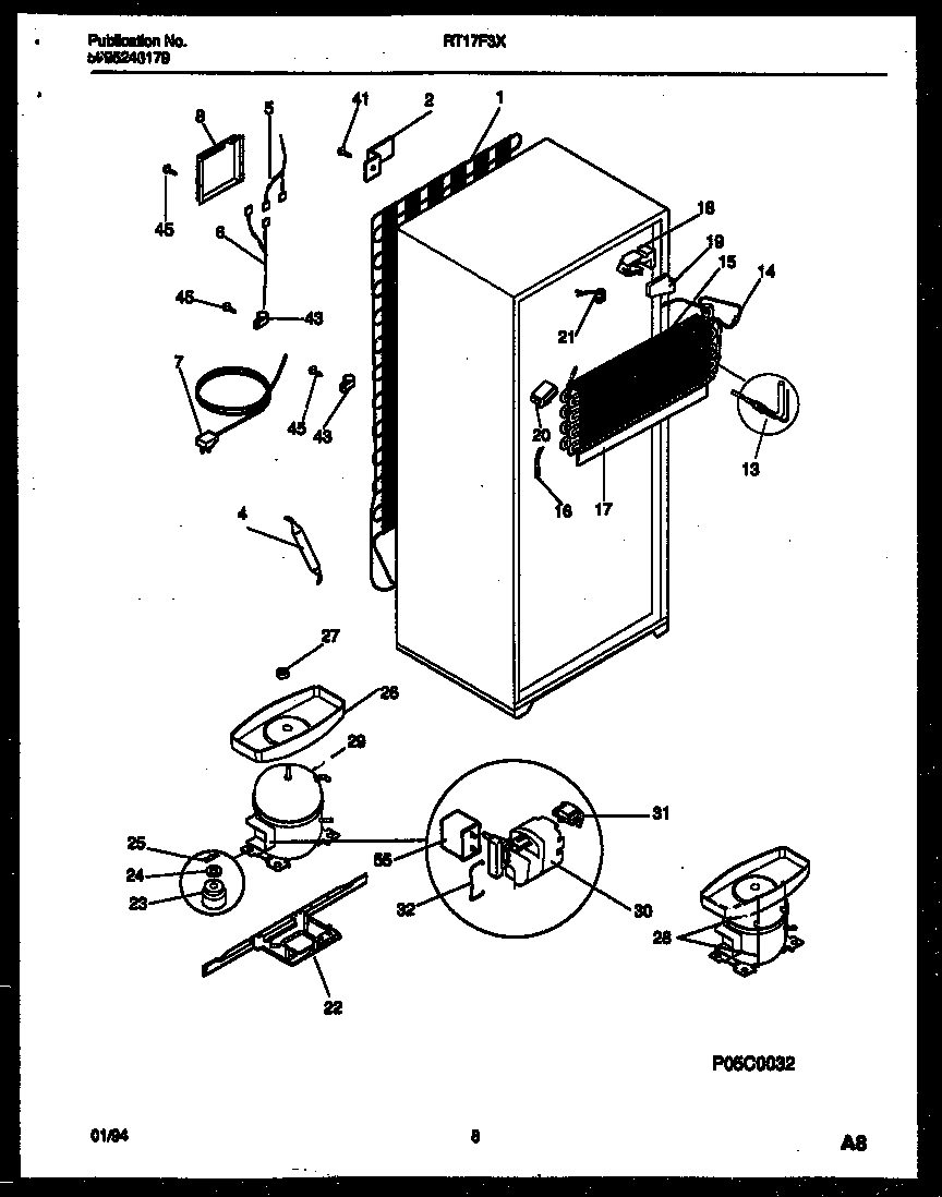 Gibson RT17F3WX4C system and automatic defrost parts diagram