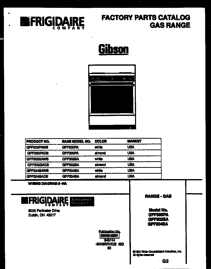 Gibson GPF302SAWB cover page diagram