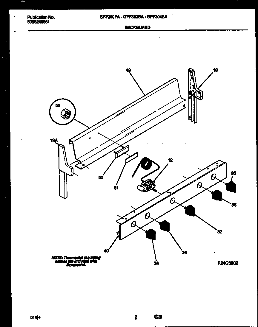 Gibson GPF302SAWB backguard diagram