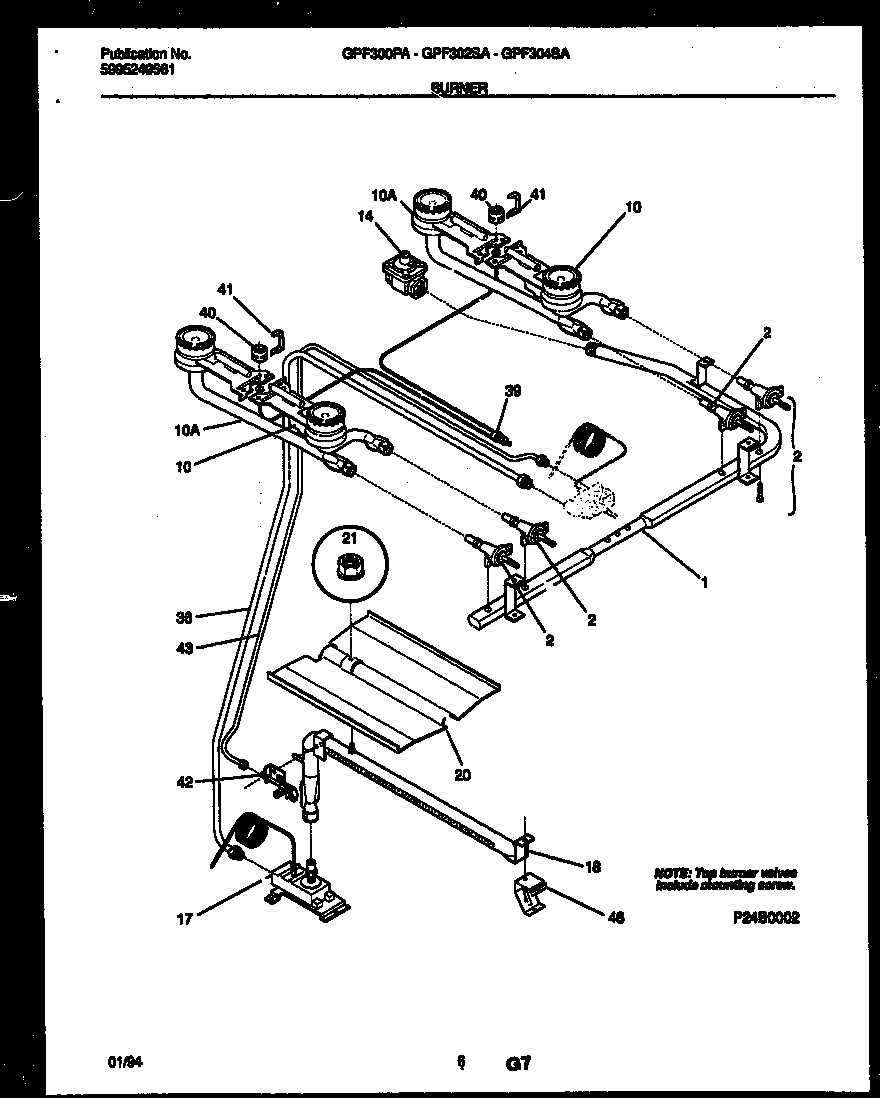 Gibson GPF302SAWB burner parts diagram