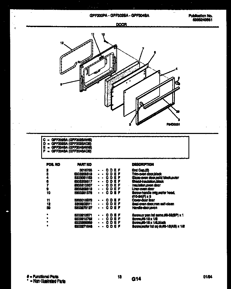 Gibson GPF302SAWB door parts diagram