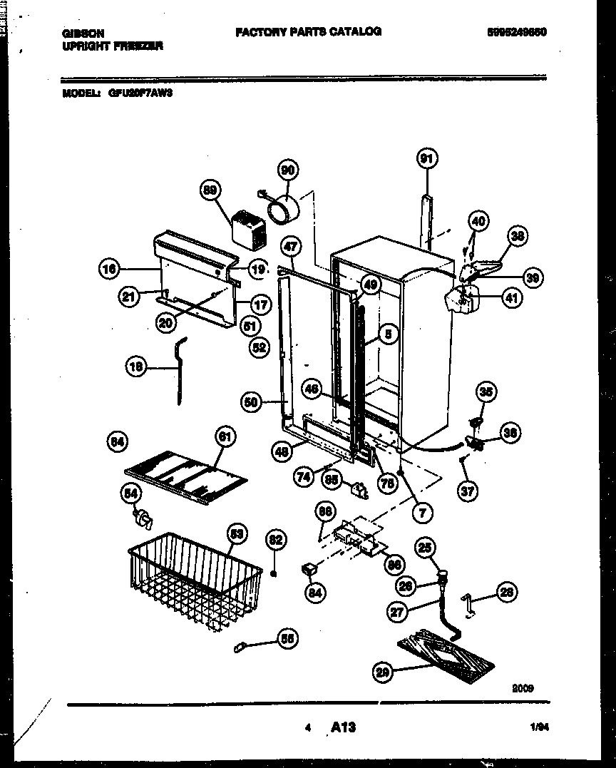 Gibson GFU20F7AW3 cabinet parts diagram