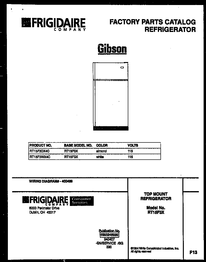 Gibson RT15F3DX4C cover page diagram