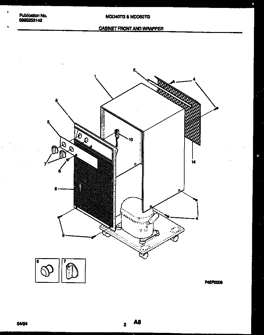 Gibson MDD50TG1 cabinet front and wrapper diagram