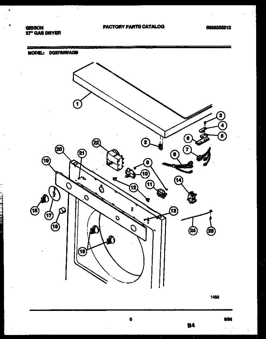 Gibson DG27S8WAGB control parts diagram