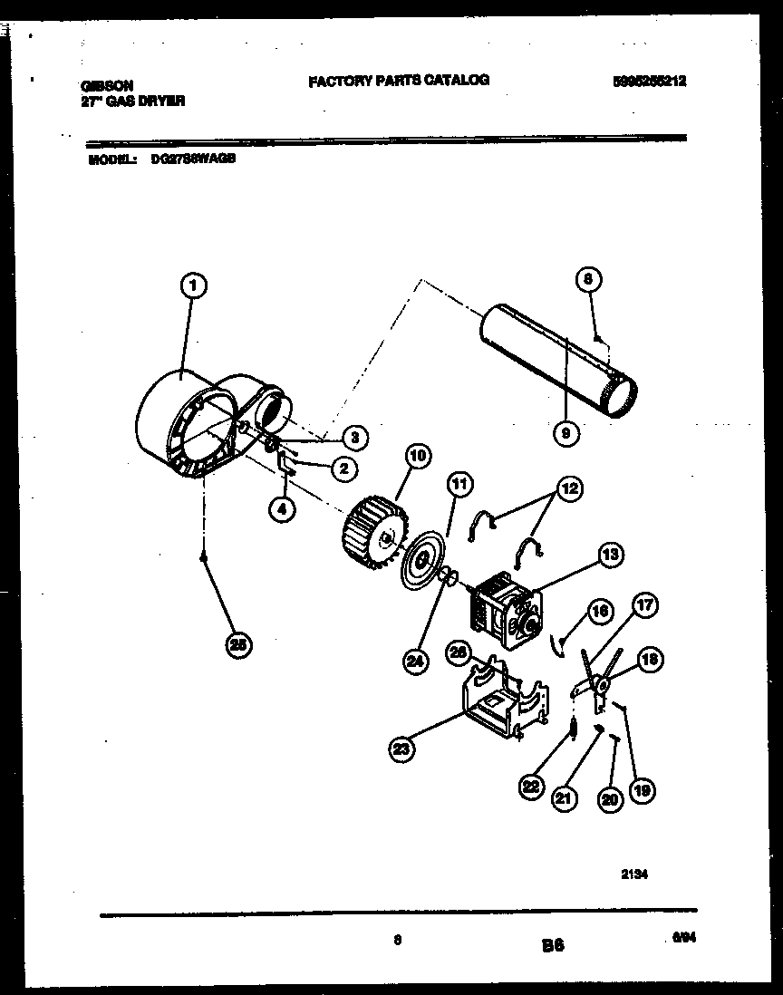 Gibson DG27S8WAGB blower and drive parts diagram