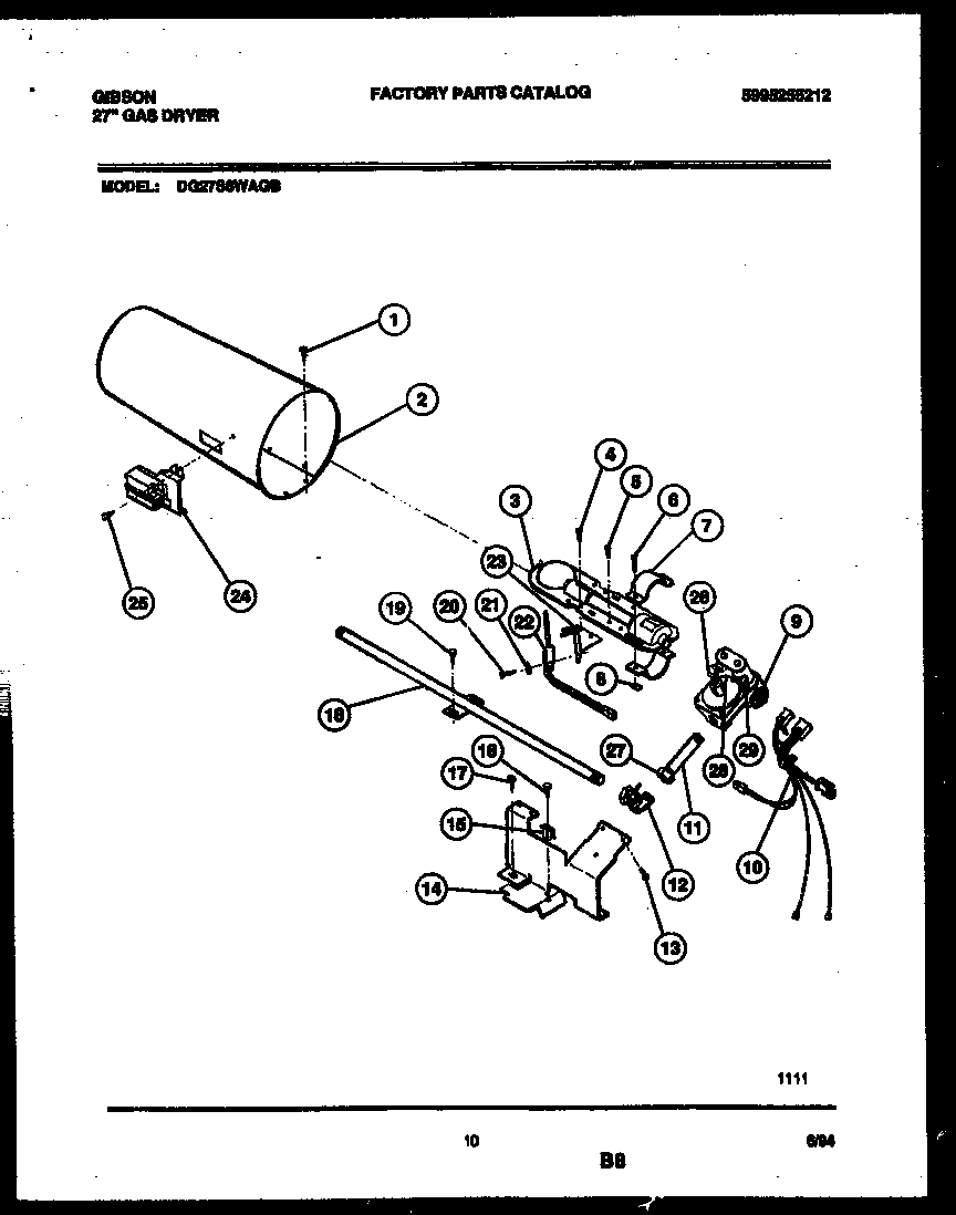 Gibson DG27S8WAGB burner, igniter and valve diagram
