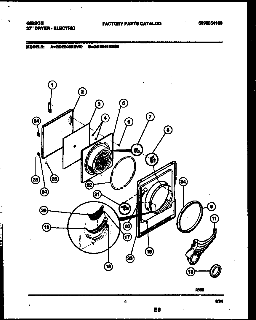 Gibson GDE546RBS0 door parts diagram