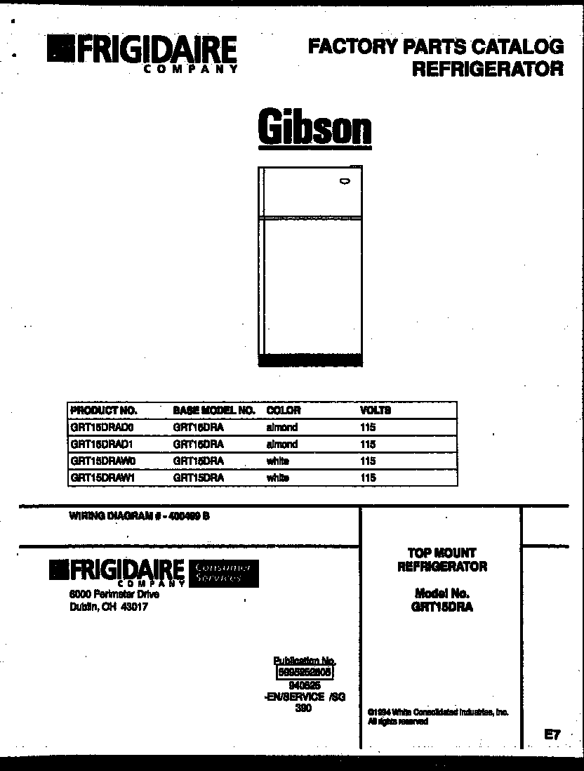 Gibson GRT15DRAW1 cover page diagram