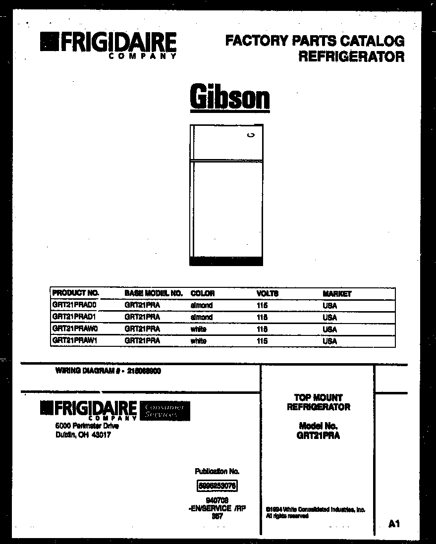 Gibson GRT21PRAW0 cover page diagram