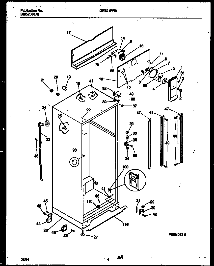 Gibson GRT21PRAW0 cabinet parts diagram