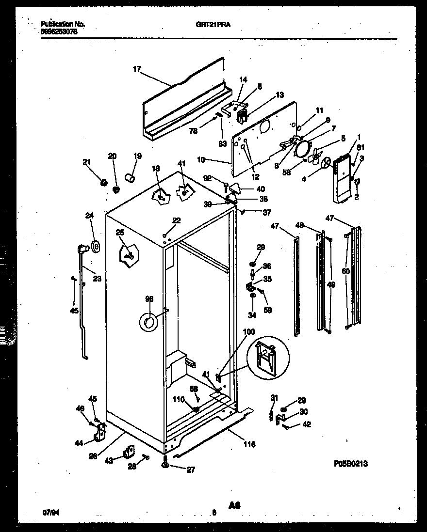 Gibson GRT21PRAW0 cabinet parts diagram