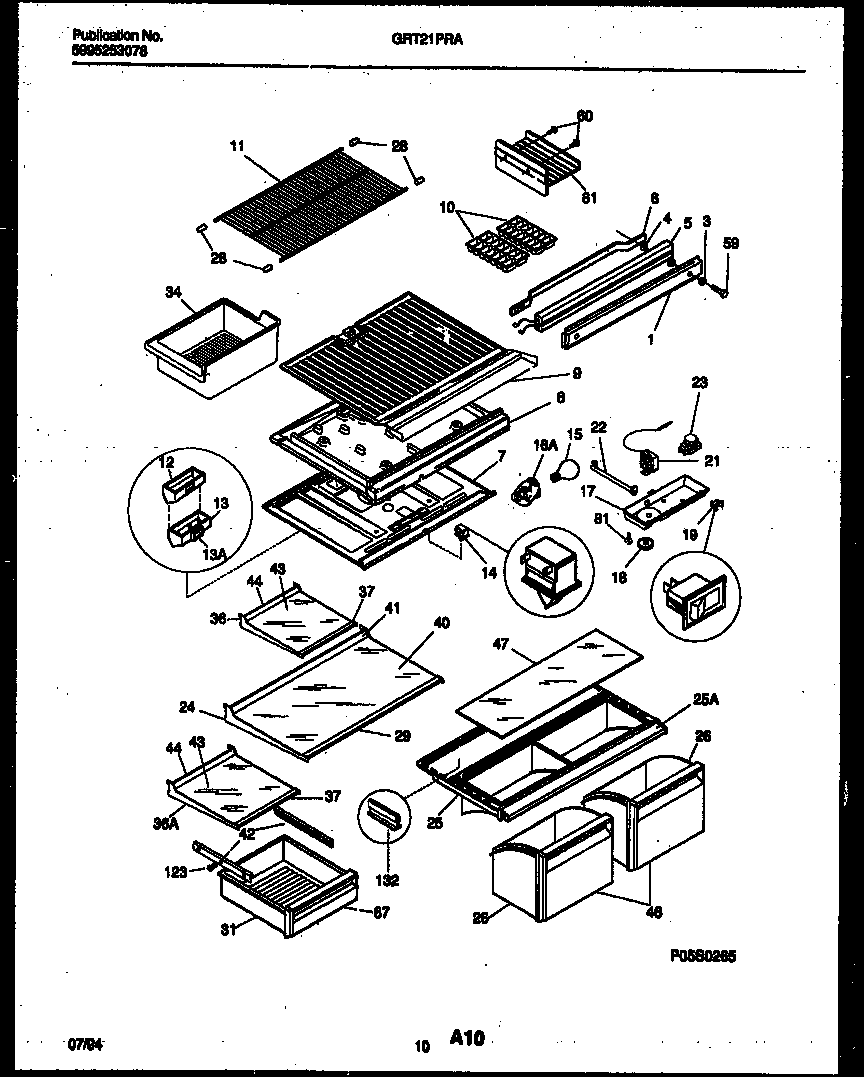 Gibson GRT21PRAW0 shelves and supports diagram