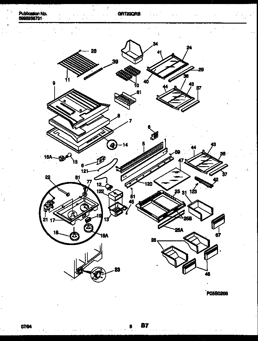 Gibson GRT22QRBD1 shelves and supports diagram