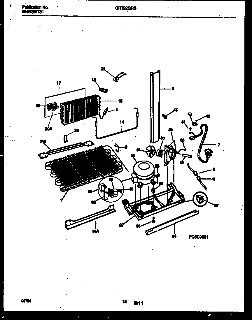 Gibson GRT22QRBD1 system and automatic defrost parts diagram