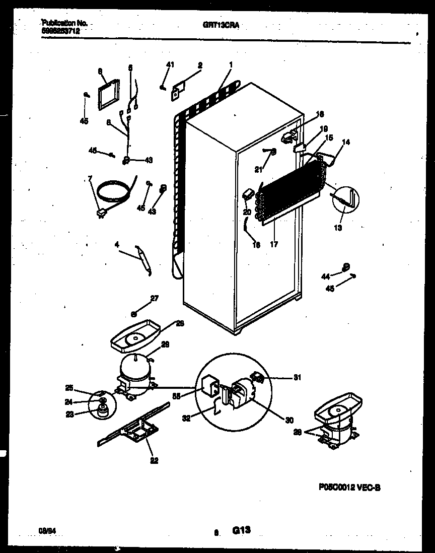 Gibson GRT13CRAW0 system and automatic defrost parts diagram