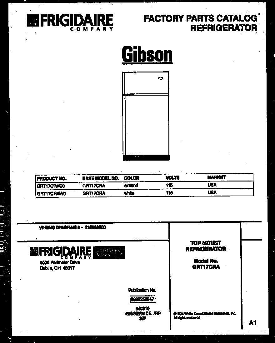 Gibson GRT17CRAD0 cover page diagram