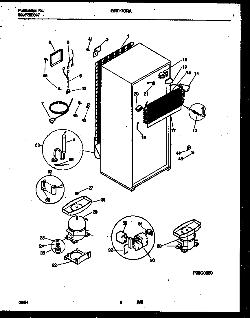Gibson GRT17CRAD0 system and automatic defrost parts diagram