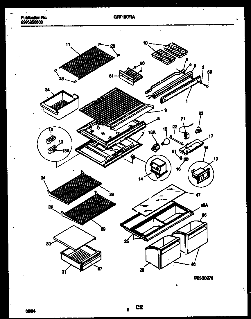 Gibson GRT19GRAD0 shelves and supports diagram