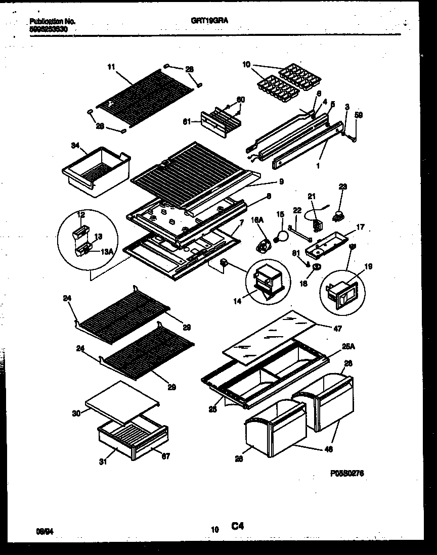 Gibson GRT19GRAD0 shelves and supports diagram