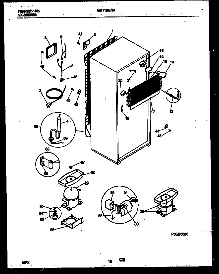 Gibson GRT19GRAD0 system and automatic defrost parts diagram