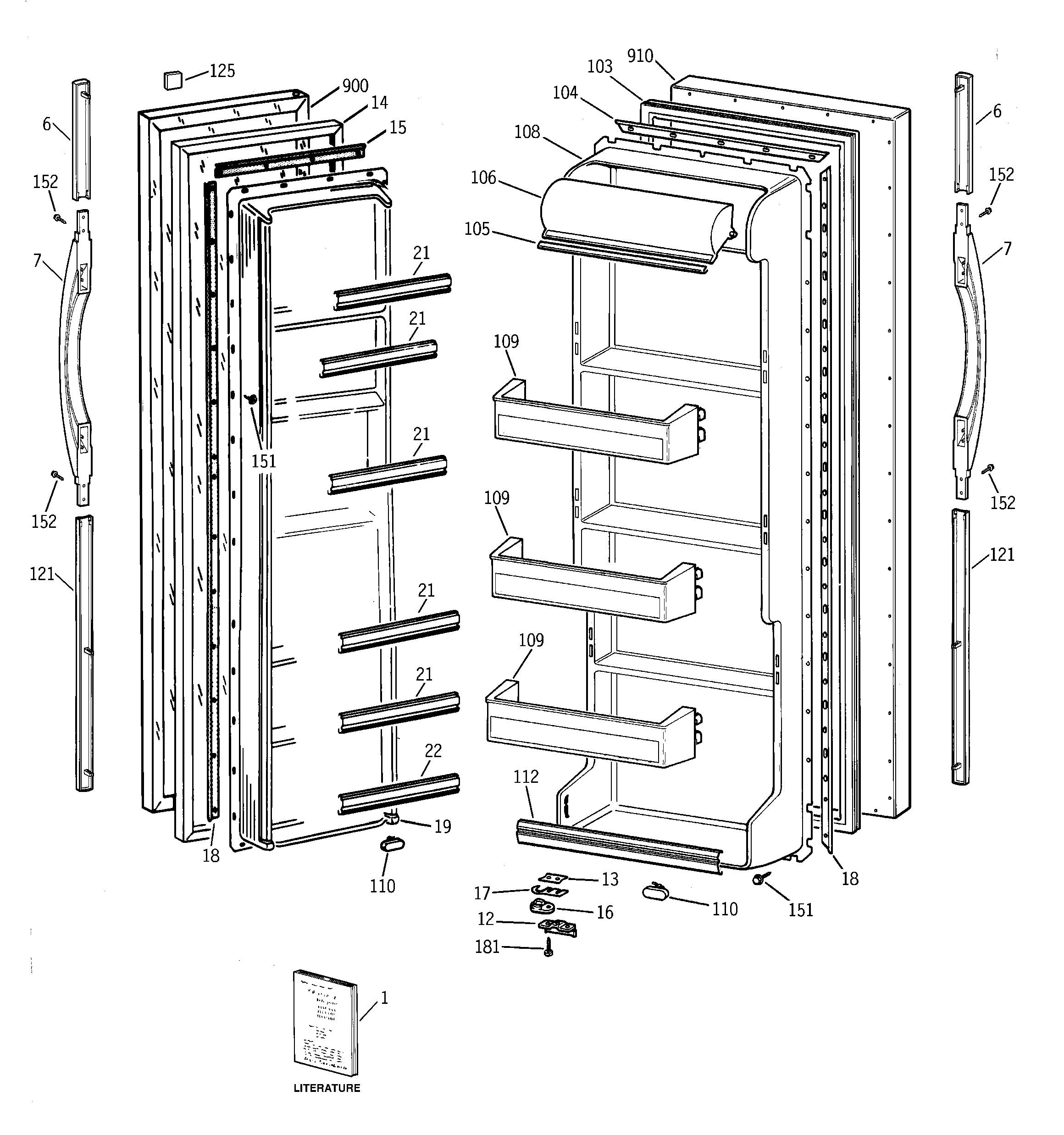 GE MSG20GABEWW doors diagram