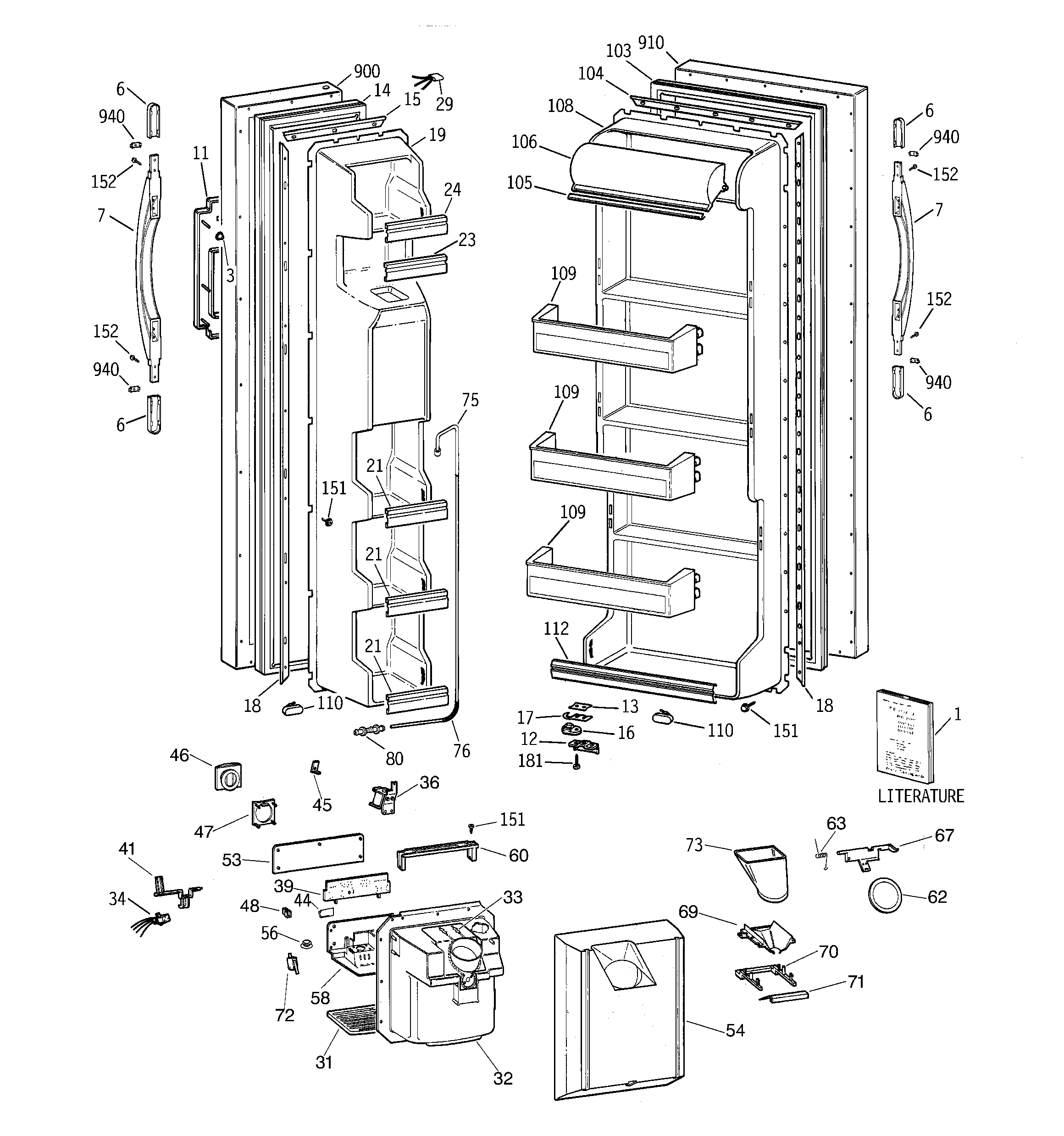 GE MRSC20KWBEAD doors diagram