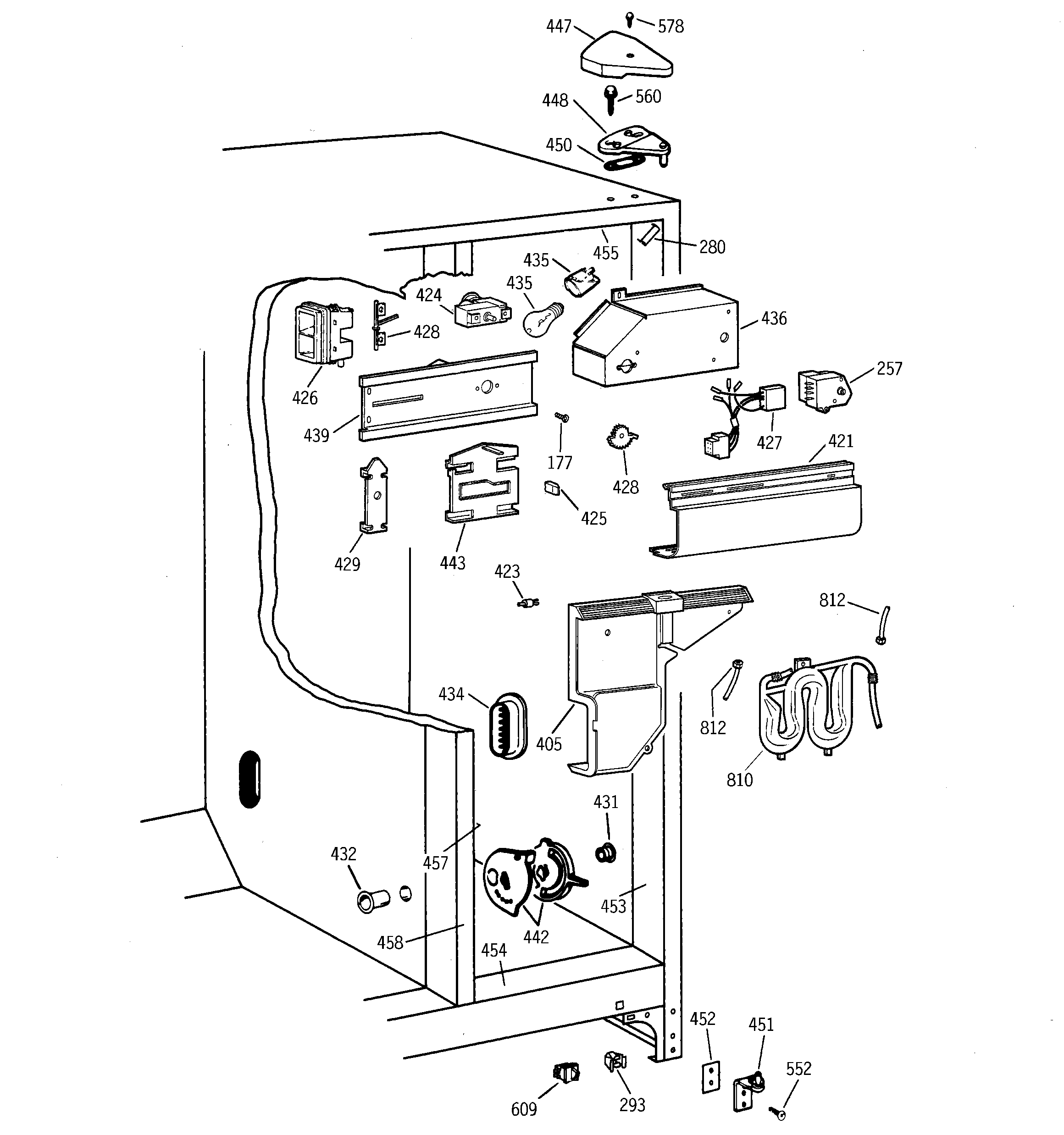 GE MRSC20KWBEAD fresh food section diagram