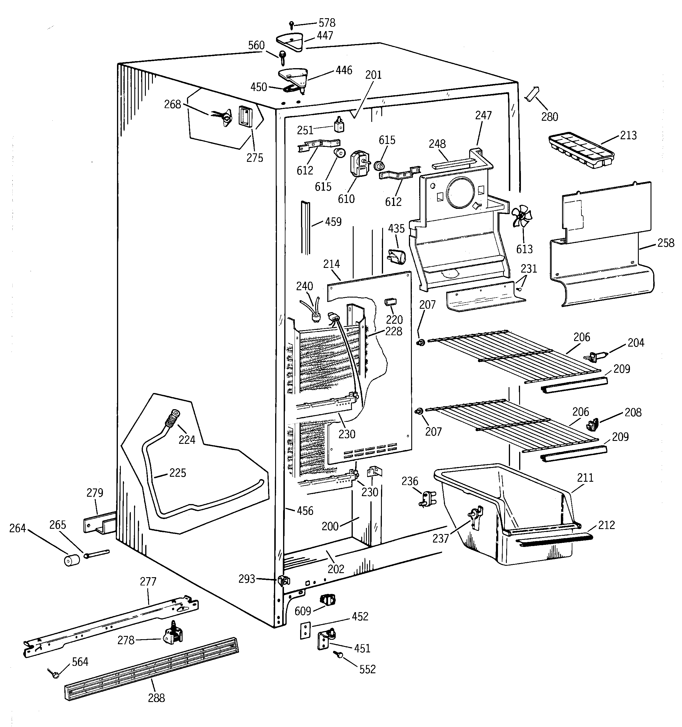 GE MSZ20GABEWW freezer section diagram