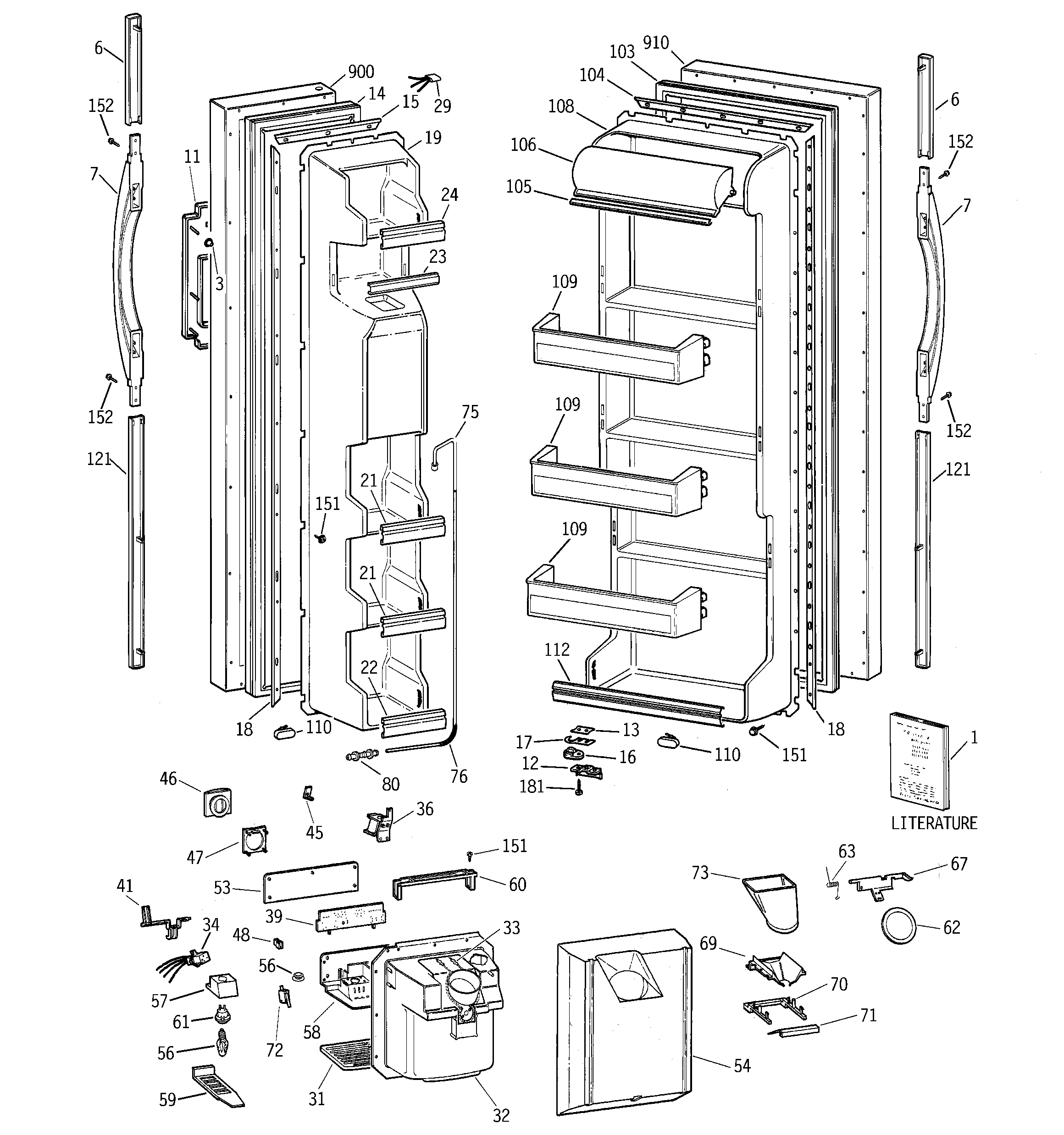 GE MSK22GRBEAA doors diagram