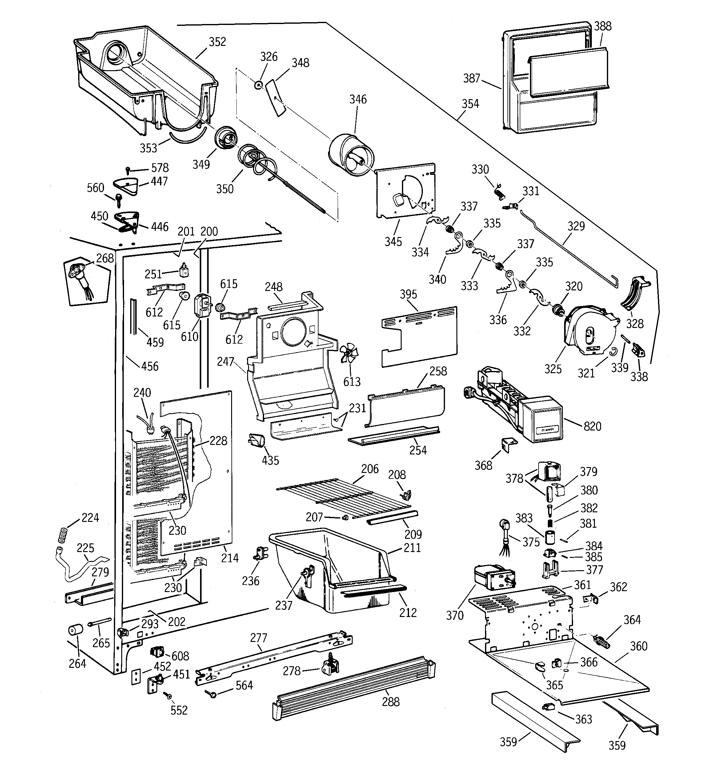 GE MSK22GRBEAA freezer section diagram