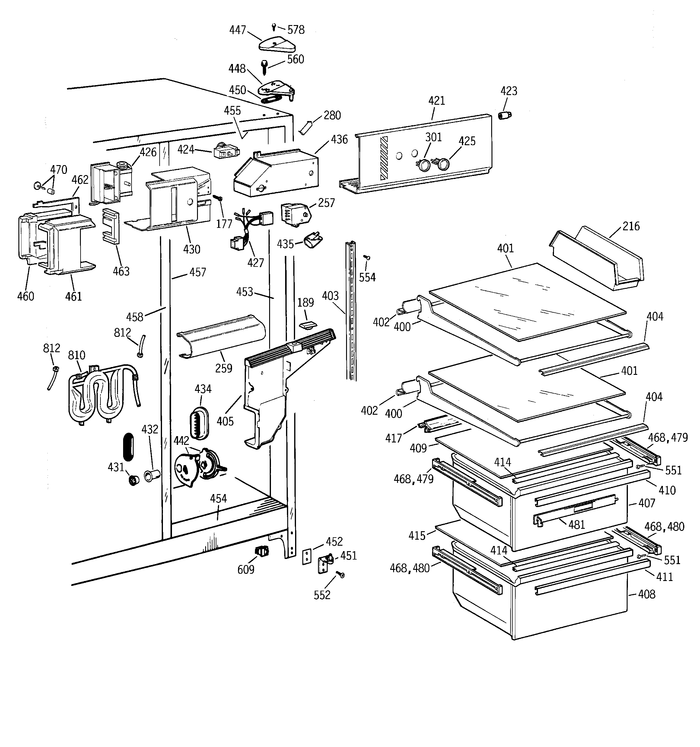 GE MSK22GRBEAA fresh food section diagram
