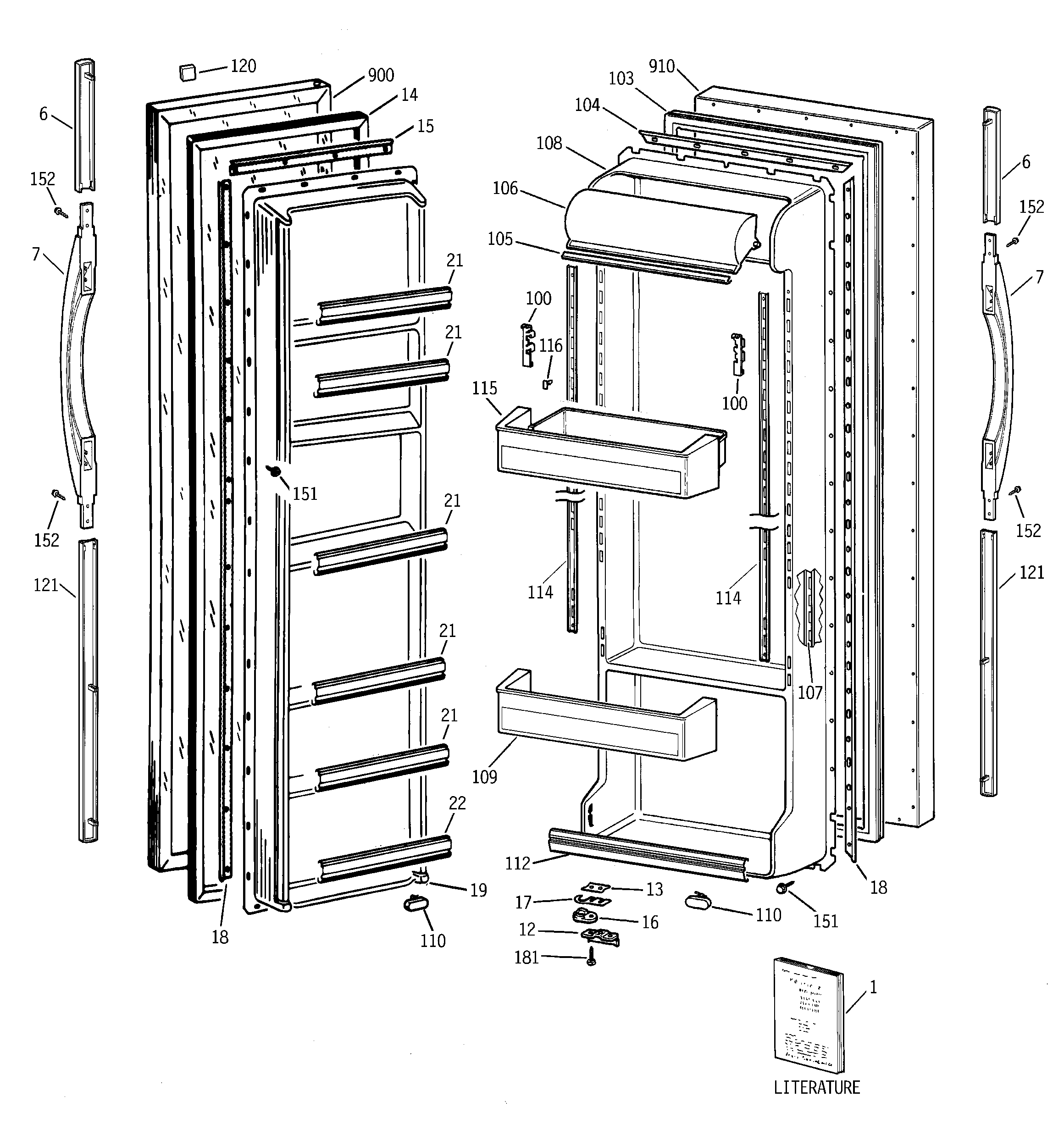 GE MSK25GACEAA doors diagram