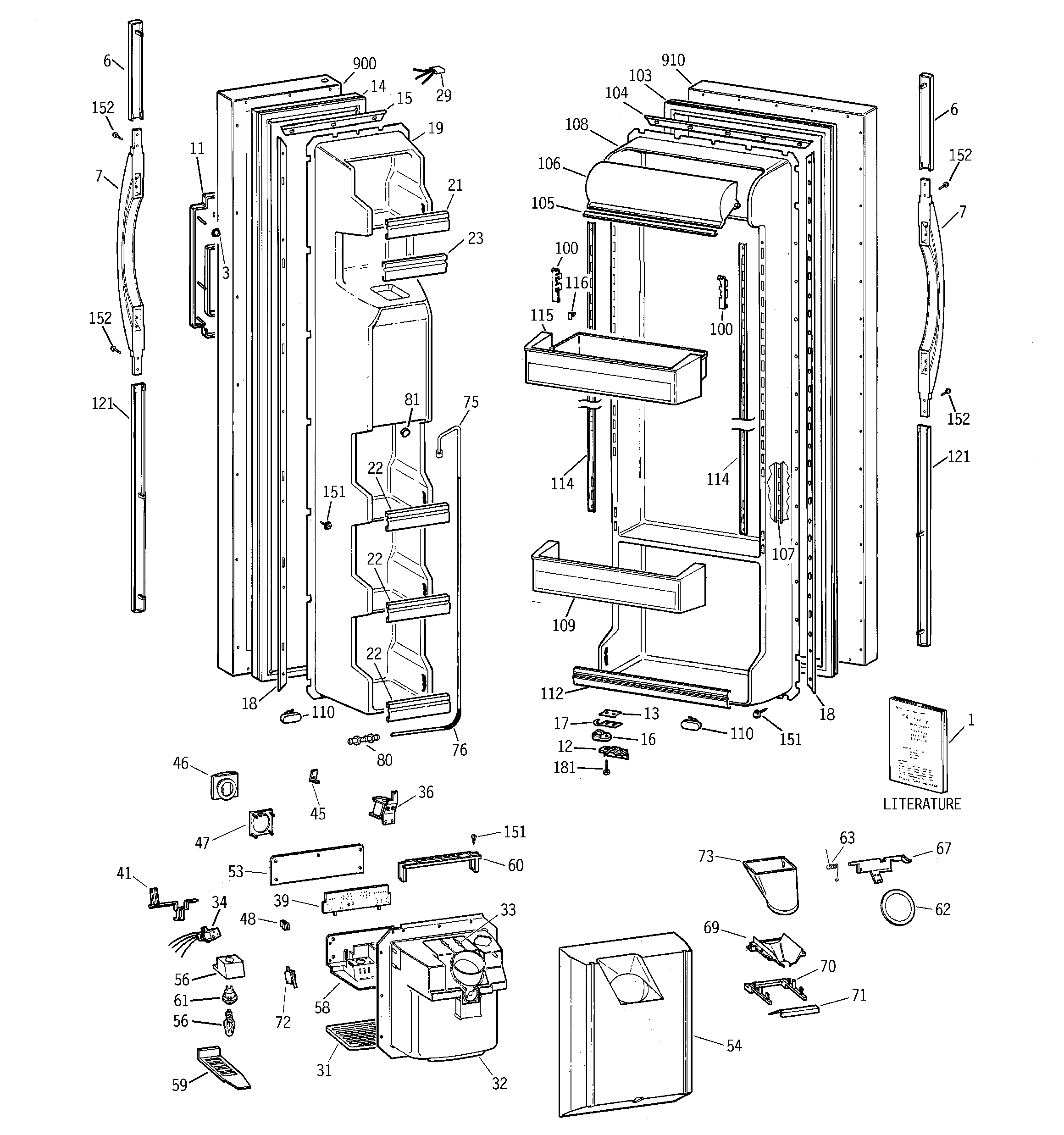 GE MSK25GRBEAA doors diagram