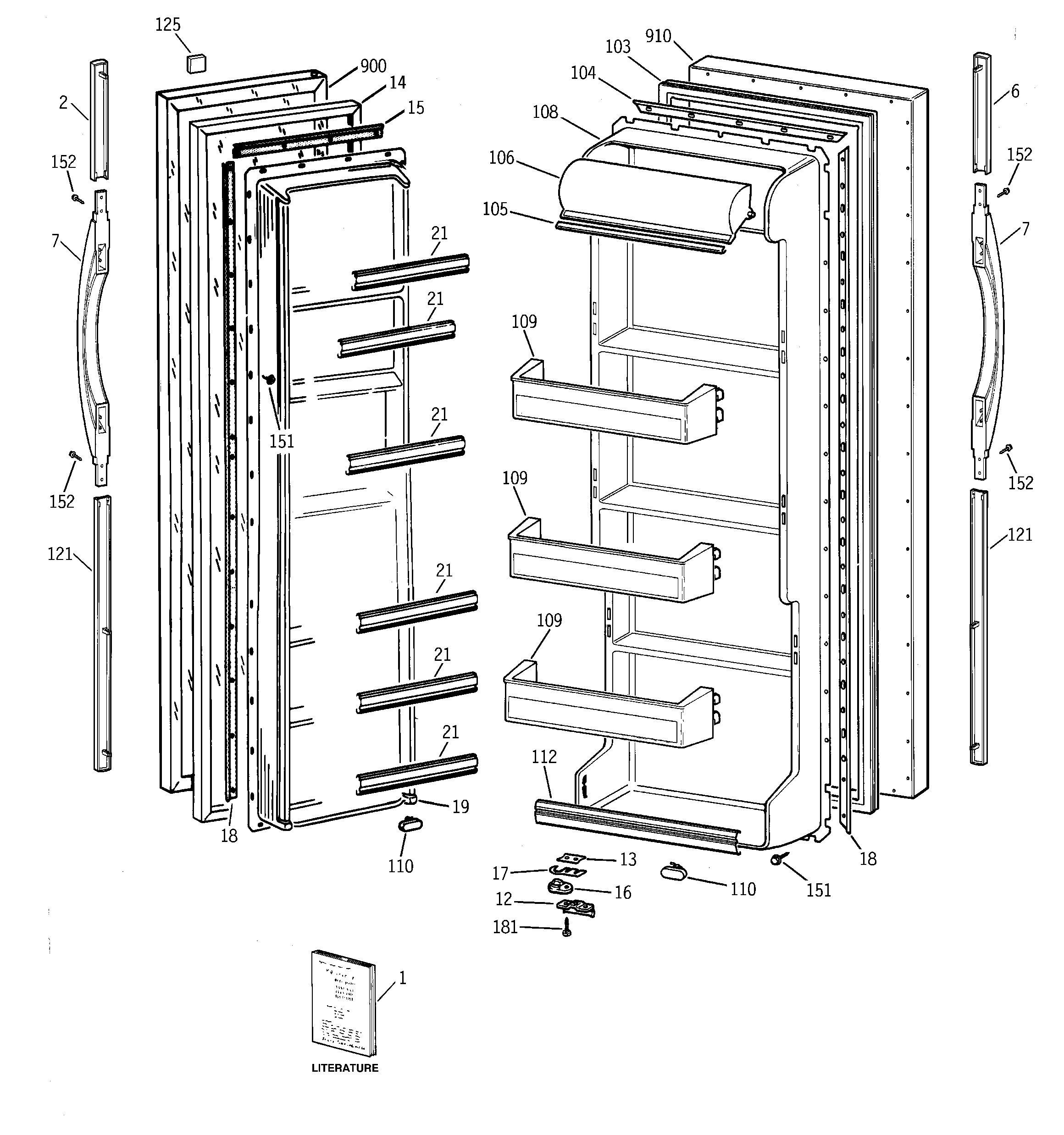 GE MST20GABEWW doors diagram