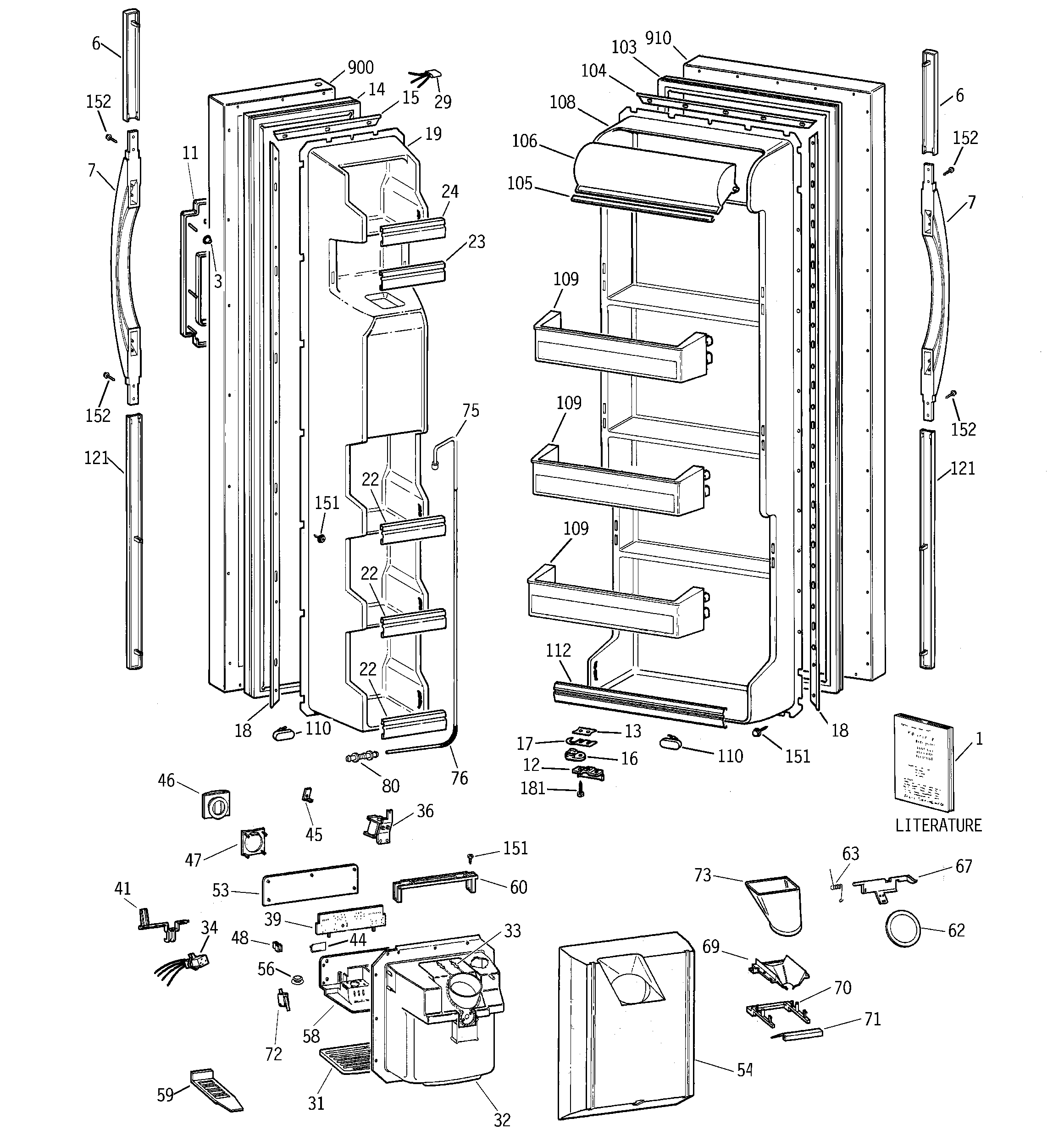 GE MSZ20BWBEWW doors diagram