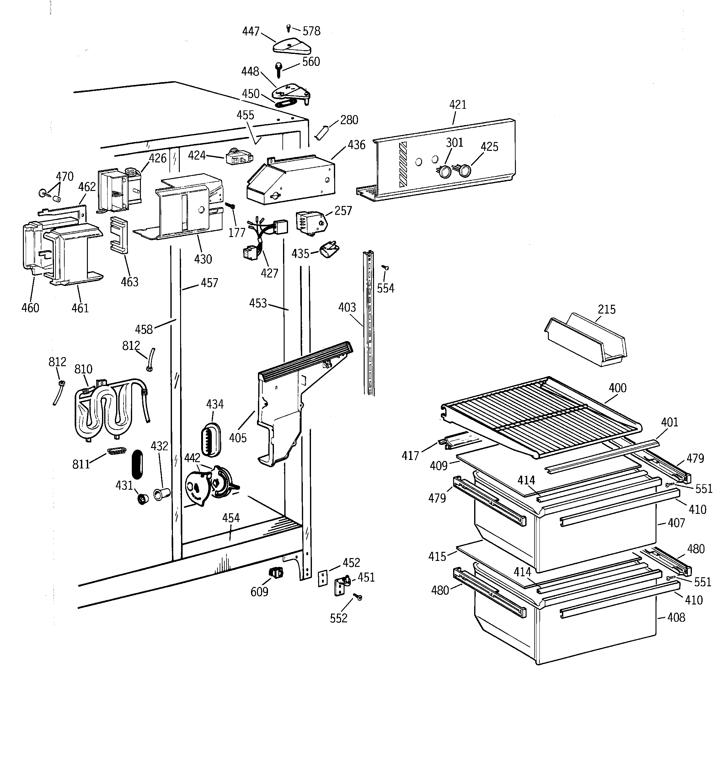 GE MSZ20BWBEWW fresh food section diagram