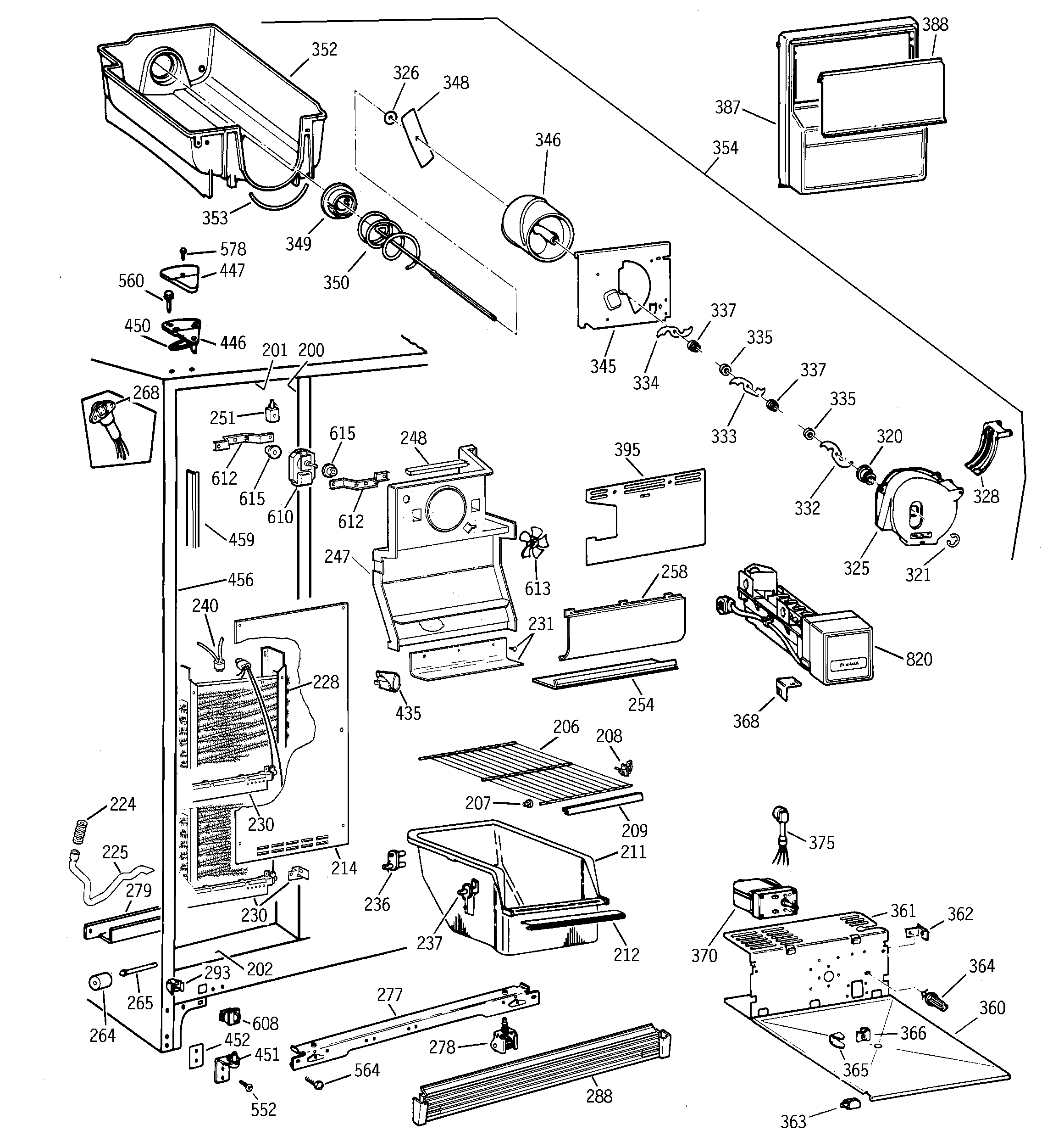 GE MSZ20GWCEWW freezer section diagram
