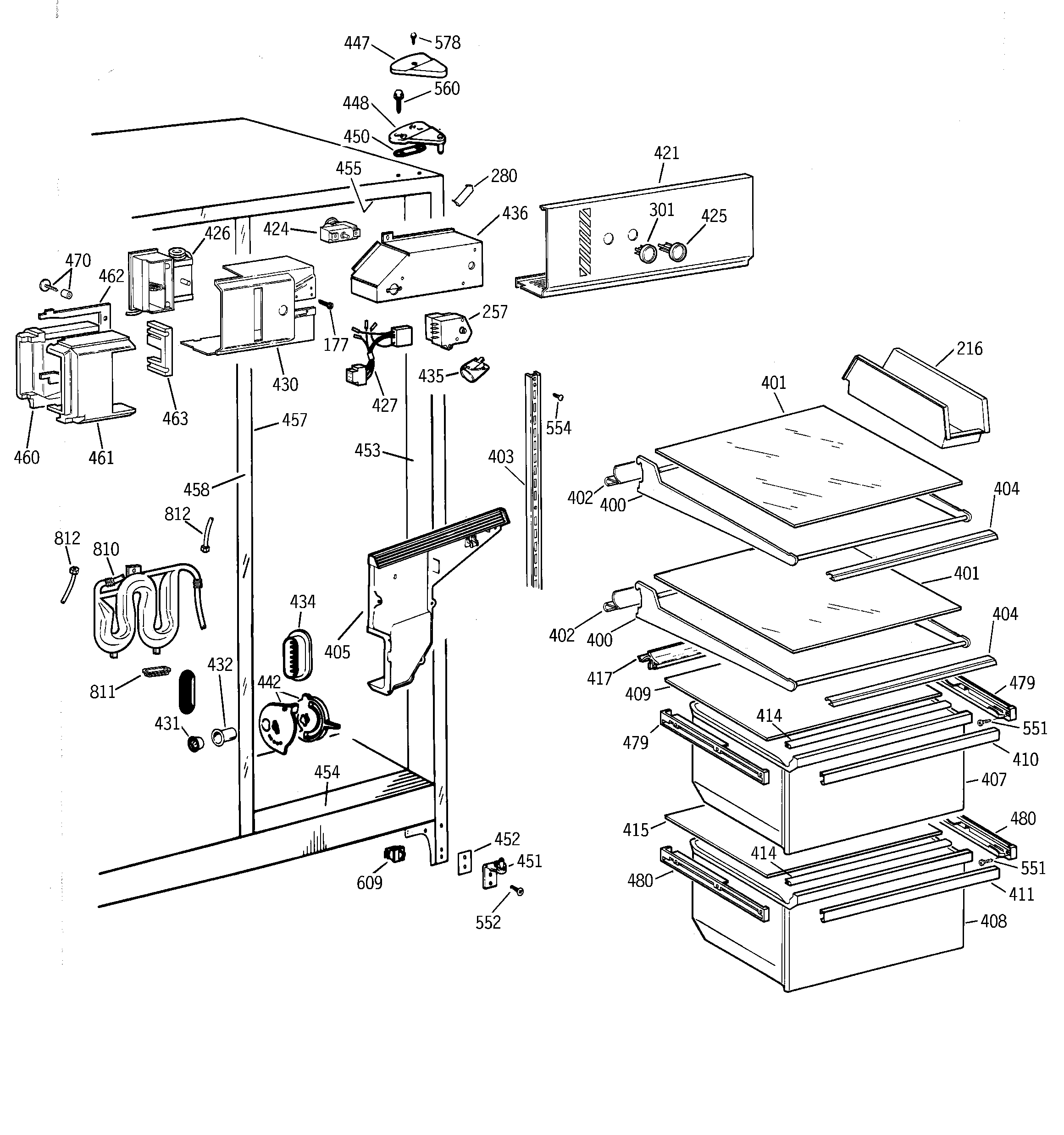 GE MSZ20GWCEWW fresh food section diagram