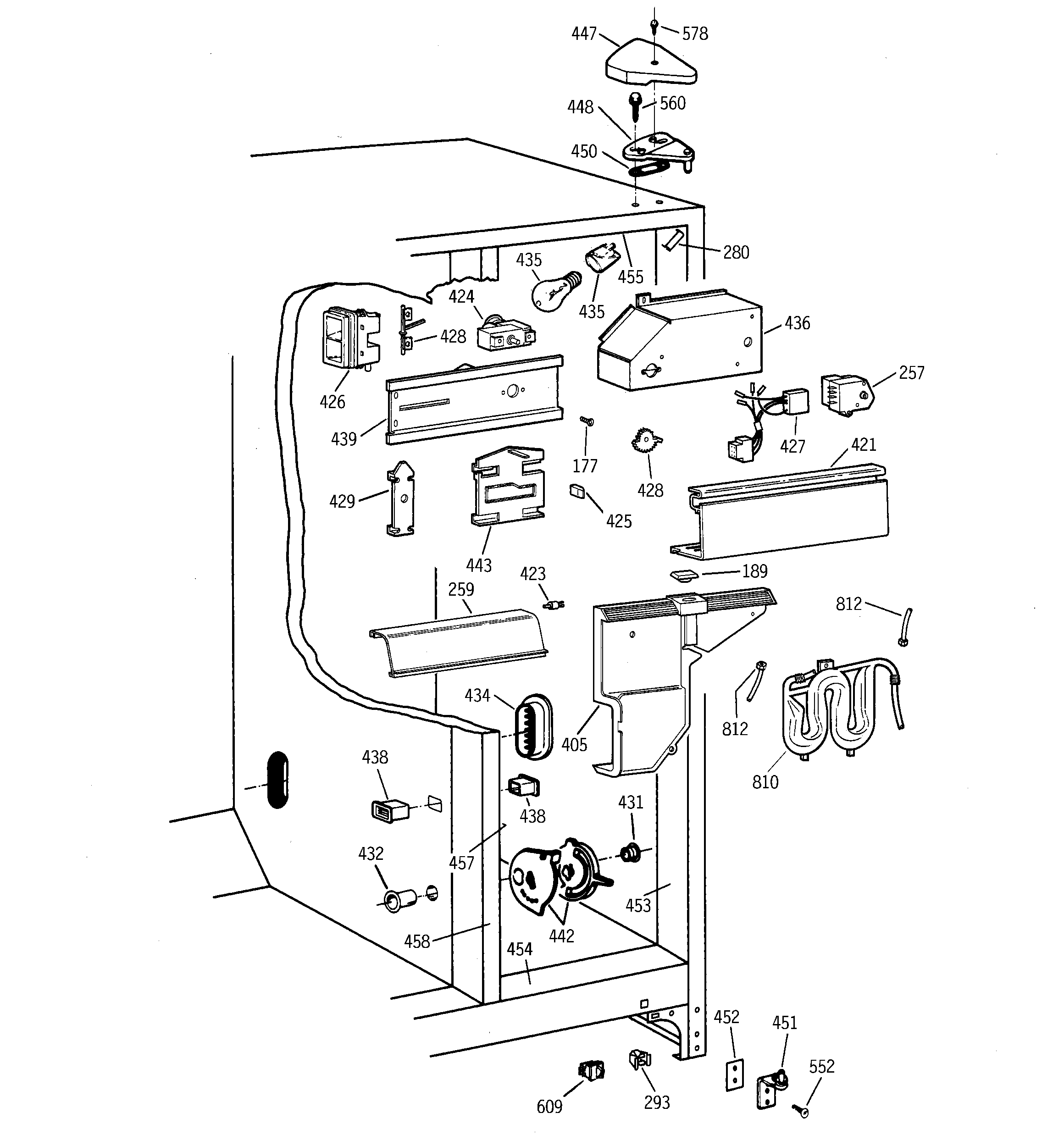 GE MST25GRBEWW fresh food section diagram