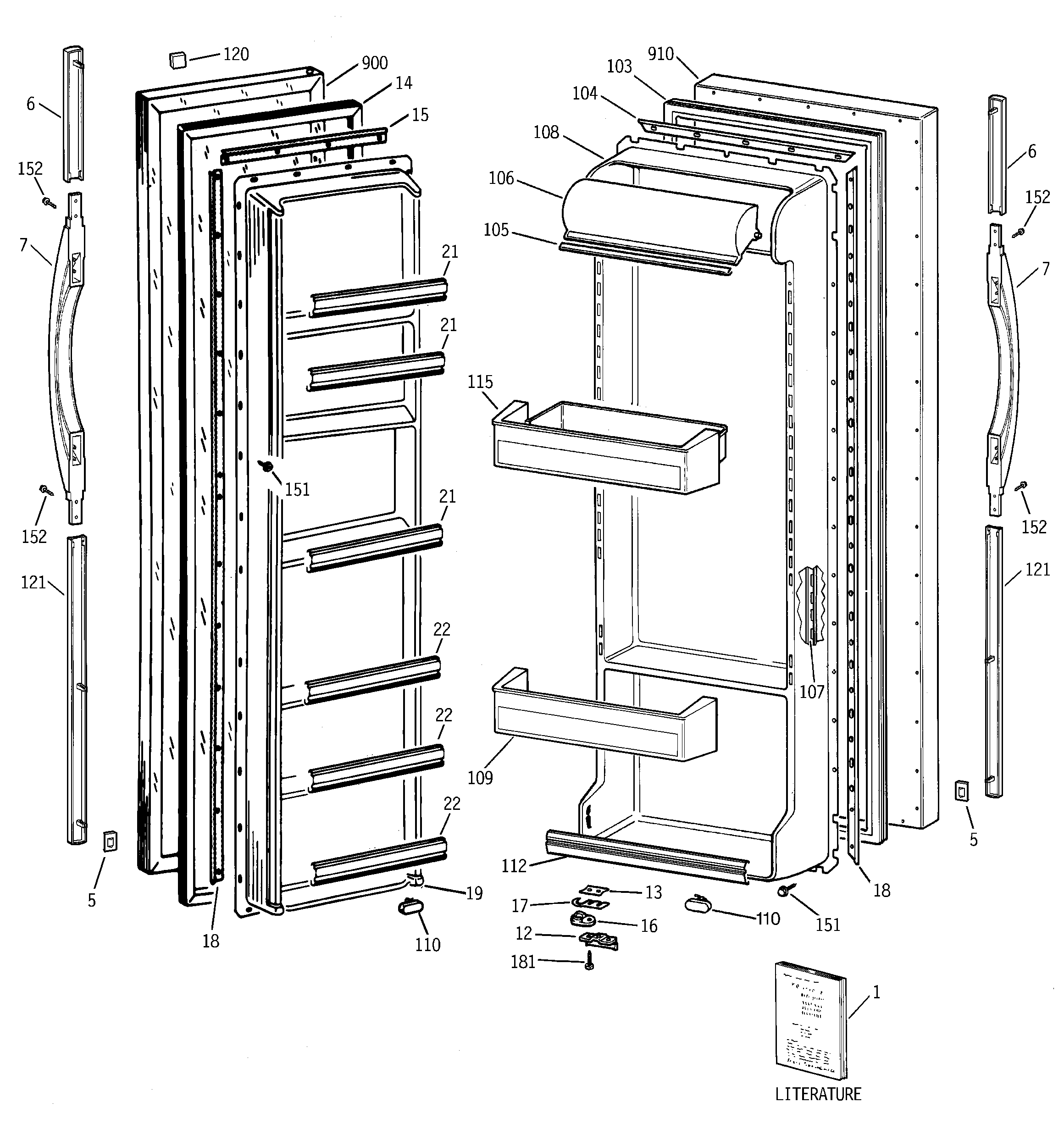 GE MSK25GADAAA doors diagram