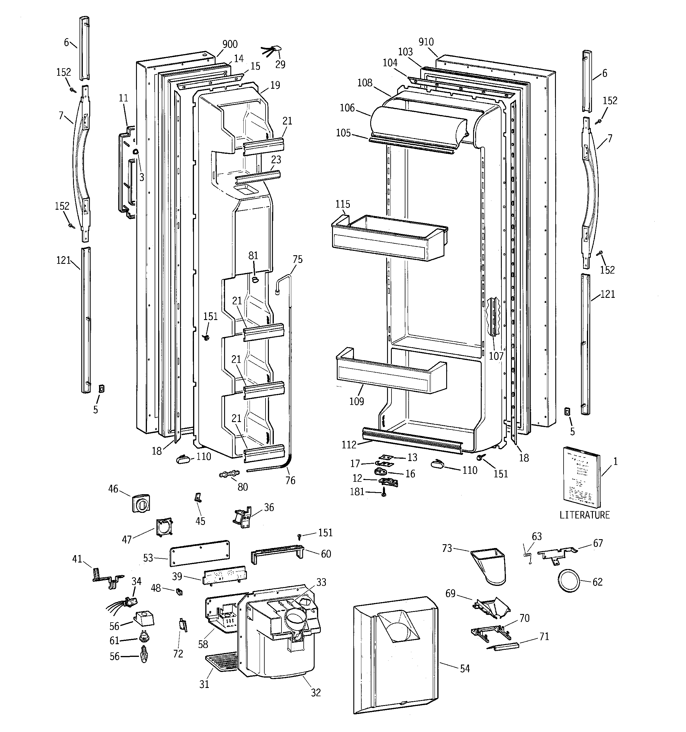 GE MST26GRDAWW doors diagram