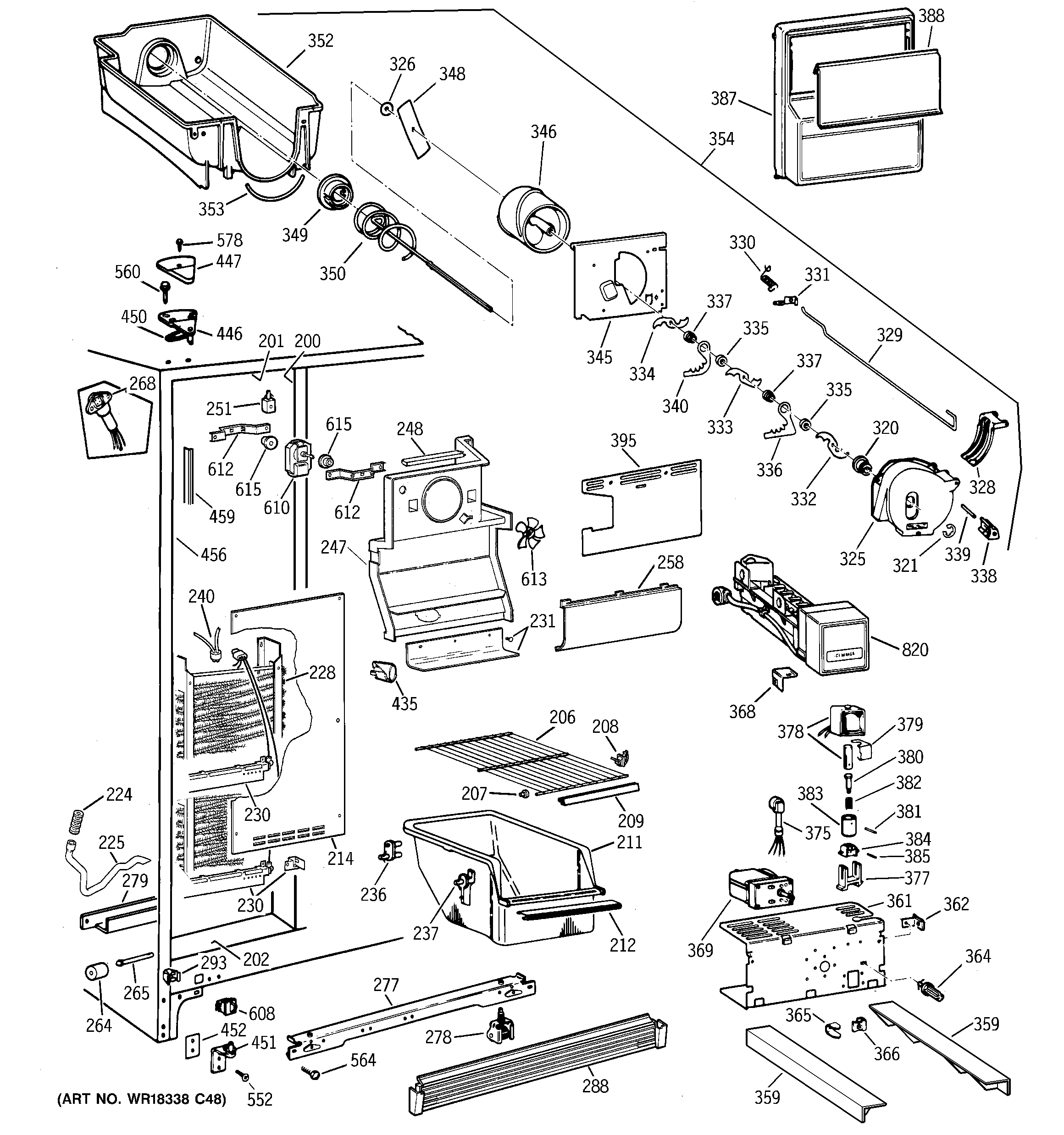 GE MST26GRDAWW freezer section diagram